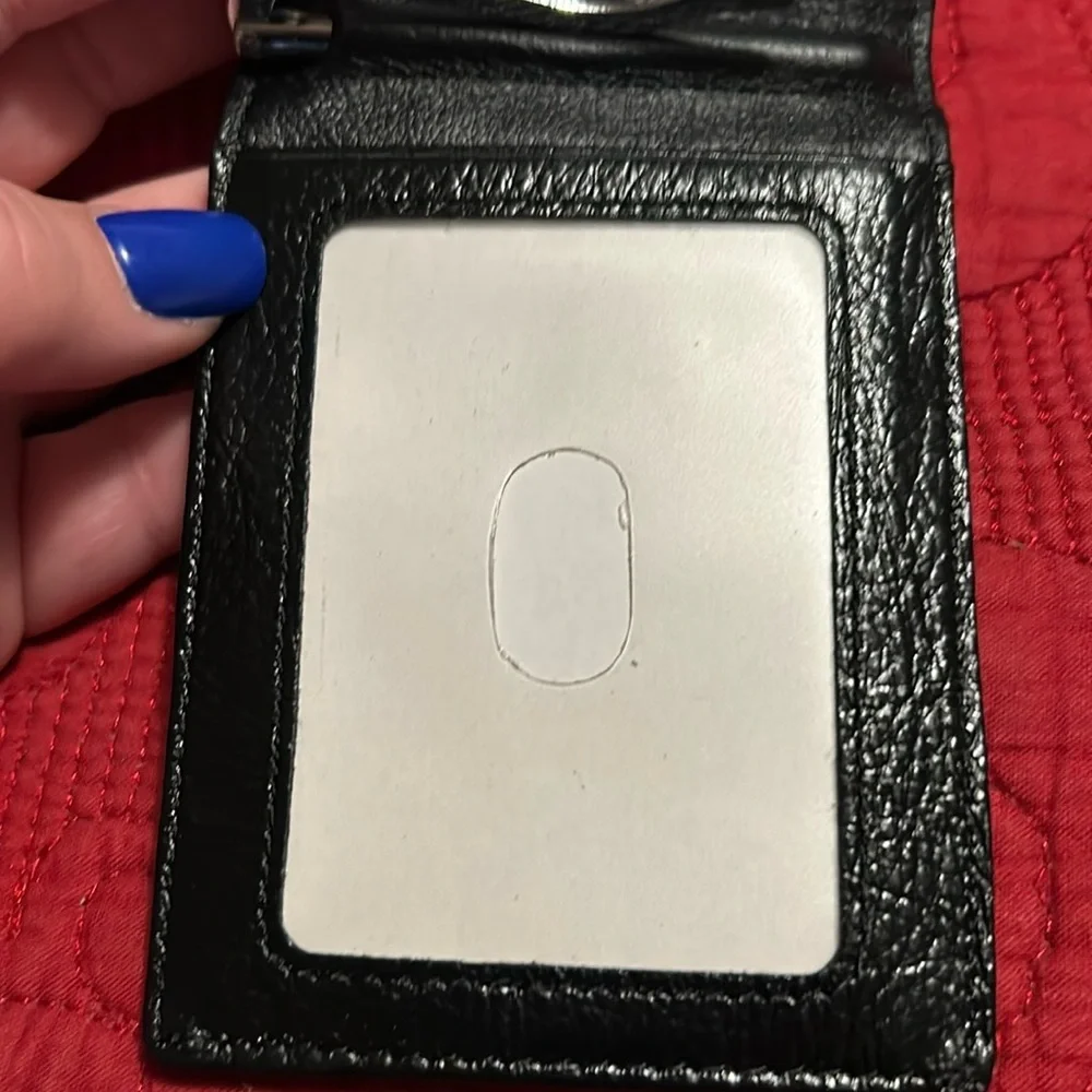 Black leather money clip wallet